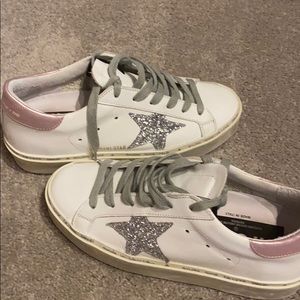 Golden Goose Hi Star (platform) pink/silver shoes!